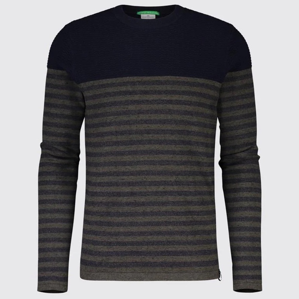 Blue Industry Panel Striped Knit Sweater Crew Neck Sweater Mens Size XXL NEW NWT